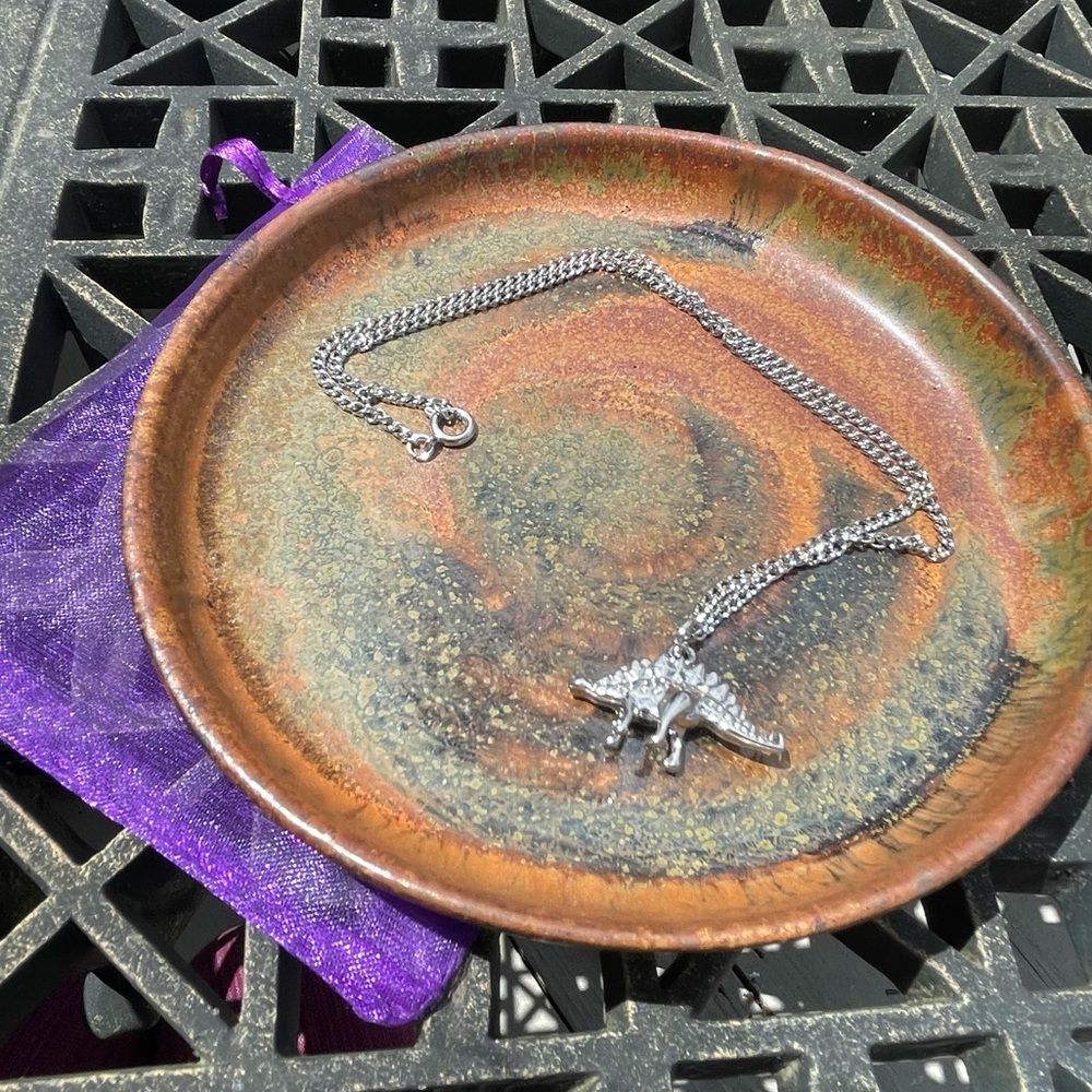 handmade silver dinosaur necklace